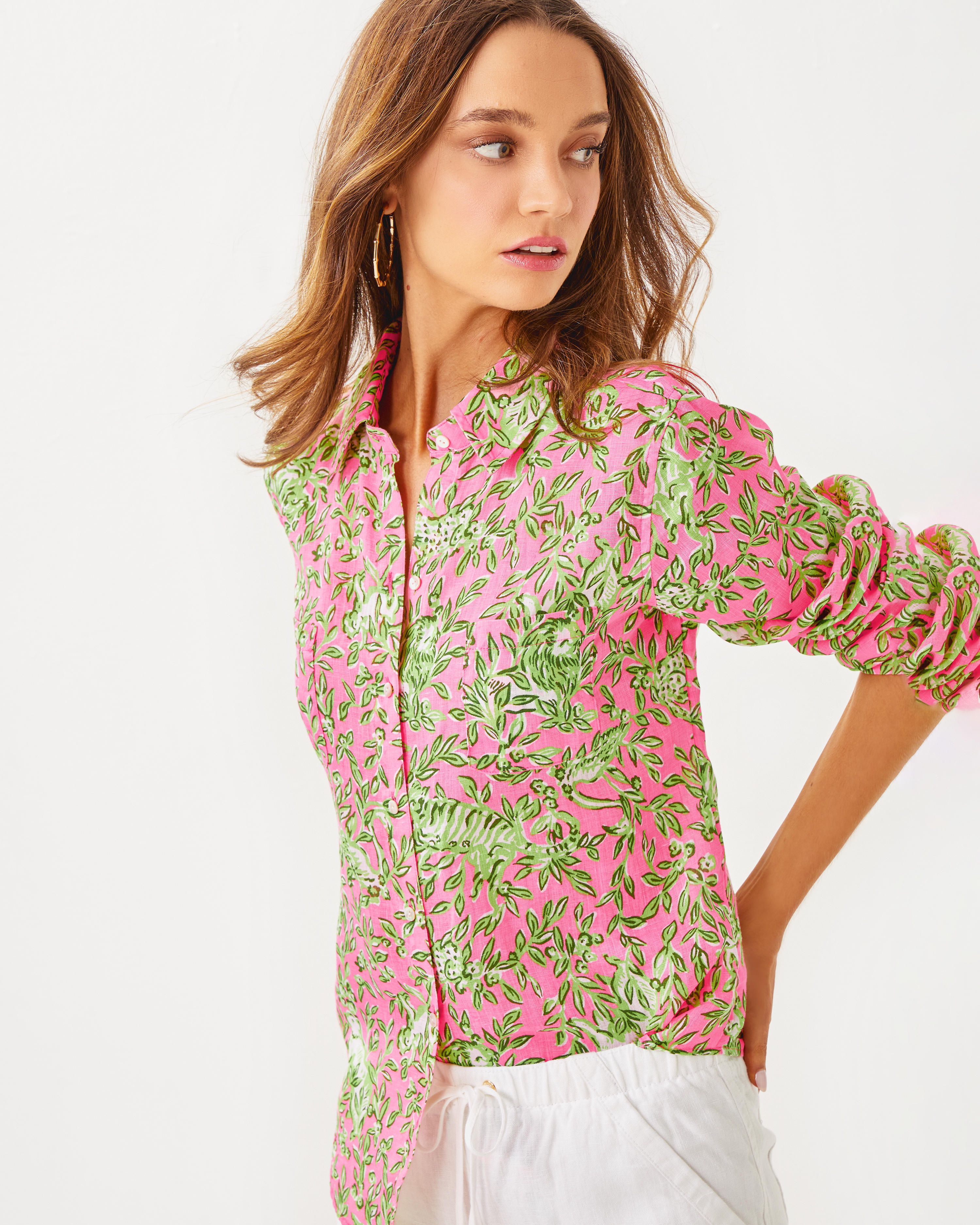 Sea View Linen Button Down Top