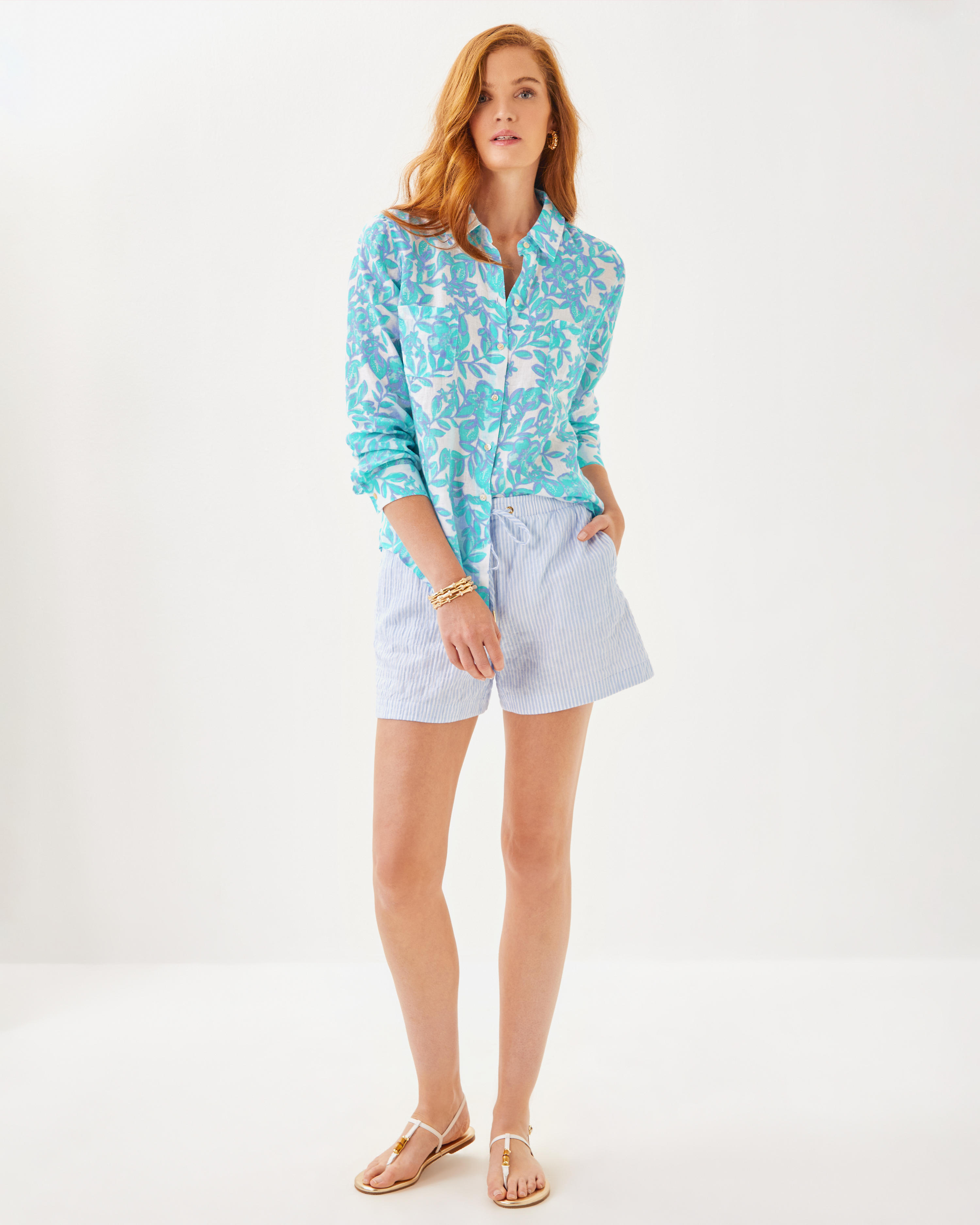 Sea View Linen Button Down Top