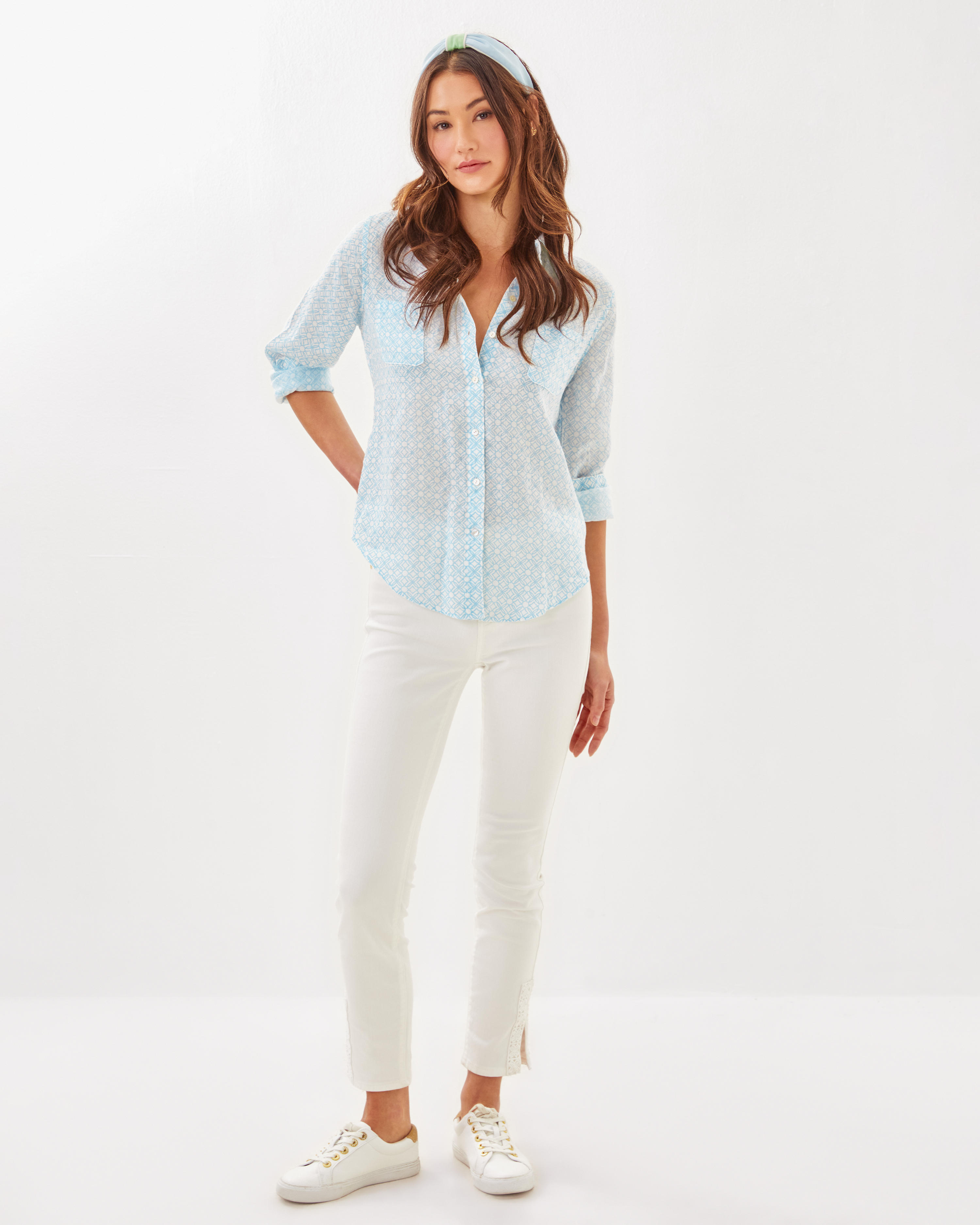Sea View Linen Button Down Top