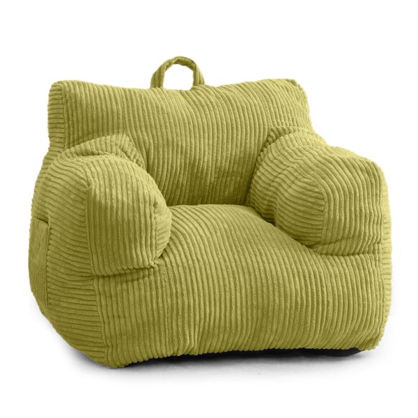 Kids Bean Bag Chair, Corduroy Bean Bag Couch with Armrests for Children s Room (Green)