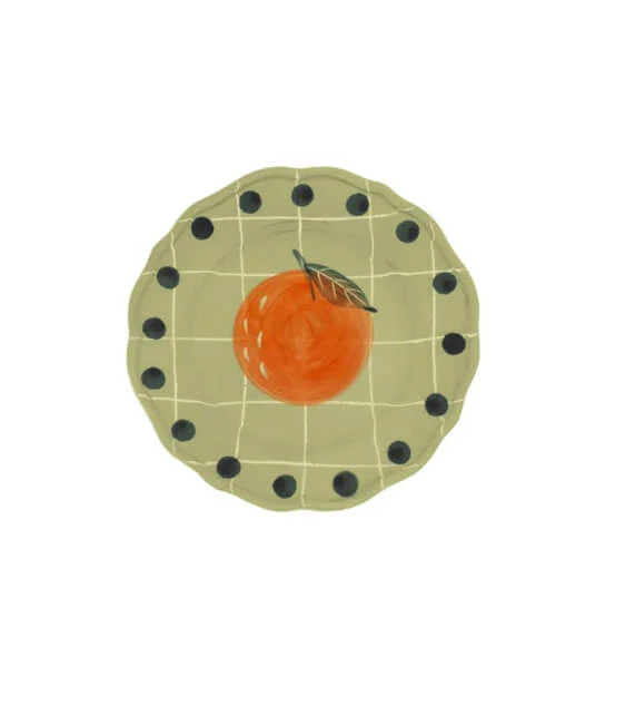 Quadri Bordo Pois Set 2 pz Piatto frutta Verde