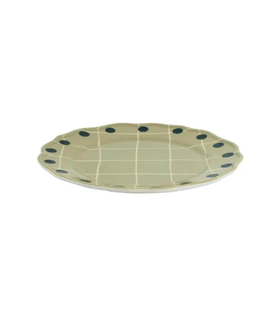 Quadri Bordo Pois Set 2 pz Piatto piano Verde