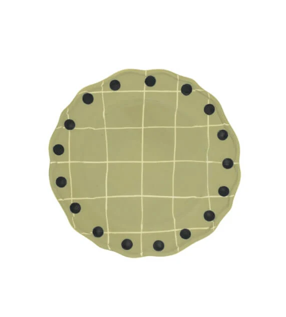 Quadri Bordo Pois Set 2 pz Piatto piano Verde