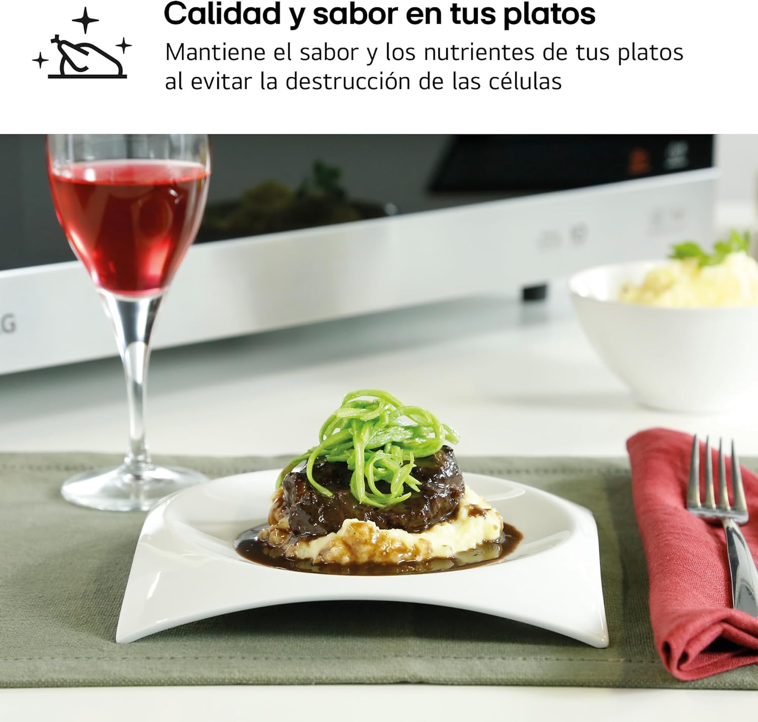 LG MJ3965ACS - Mikrowellen-Ofen 4 in 1 Smart Inverter; maximale Leistung Umluft 1850 W, Grill 950 W, Mikrowelle 1100 W; 39 l Kapazität; Edelstahl