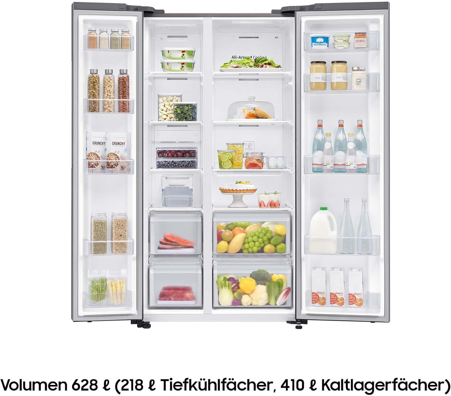 Samsung RS64DG53R3B1EF Side-by-Side-Kühlschrank mit Gefrierfach, 178 cm, 628 l, SmartThings AI Energy Mode, Eis- und Wasserspender, Slim Ice Maker, Premium Black Steel