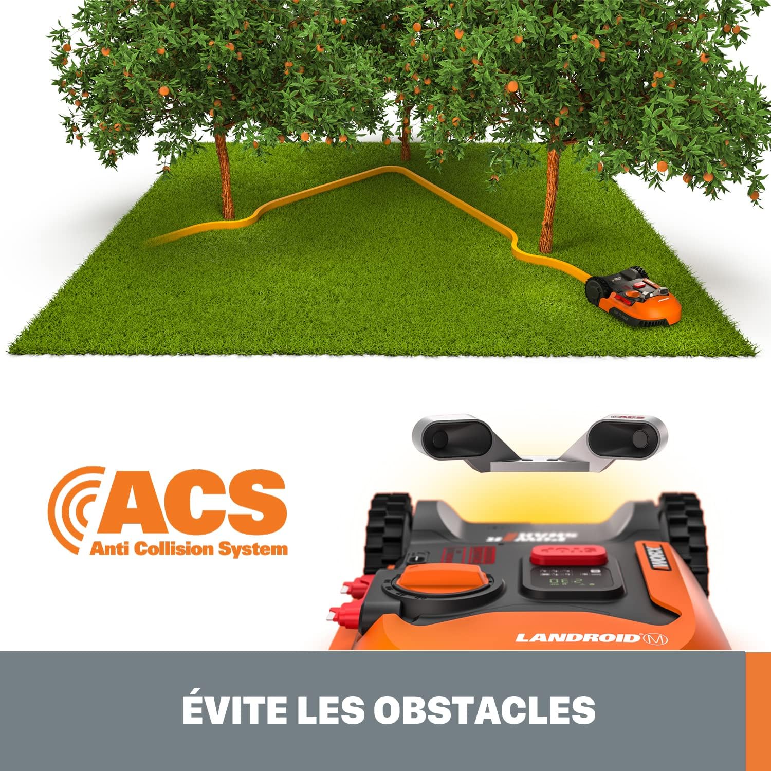 WORX Landroid Vision M600 Mhroboter WR206E.1 für Grten bis 600m - intelligenter Mhroboter ohne Begrenzungskabel – WLAN & Bluetooth – aktive Hindernisvermeidung mit KI-Technologie – APP Steuerung