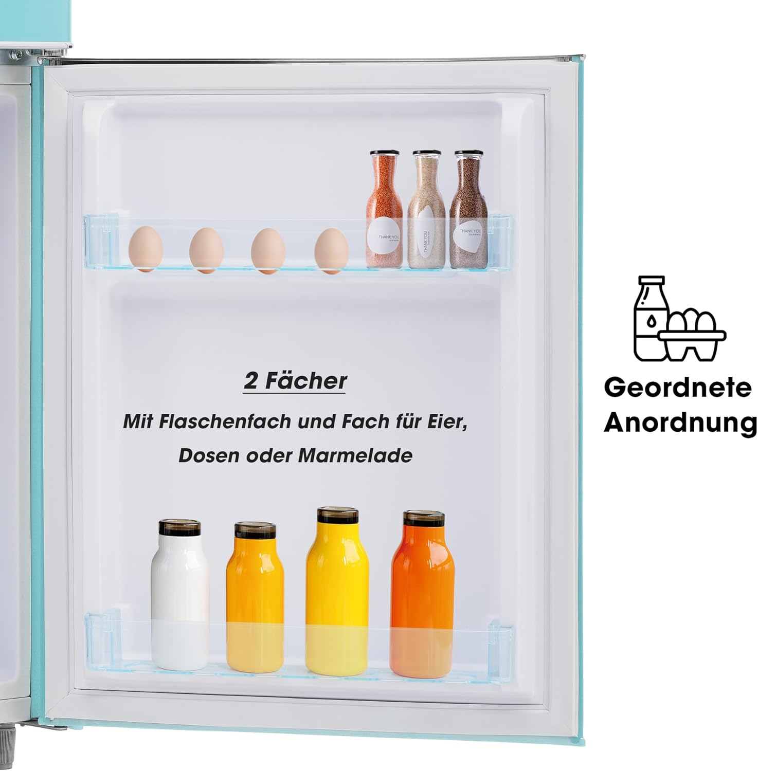 Merax Kühlschrank mit Gefrierfach, Kühl-Gefrierkombination, klein Kühlschrank mit 51L und Gefrierschrank 21L, Leise, LED, Glasablagen, Gemüsefach, Türablagen, für Küche, Wohnzimmer, Büro, Schwarz