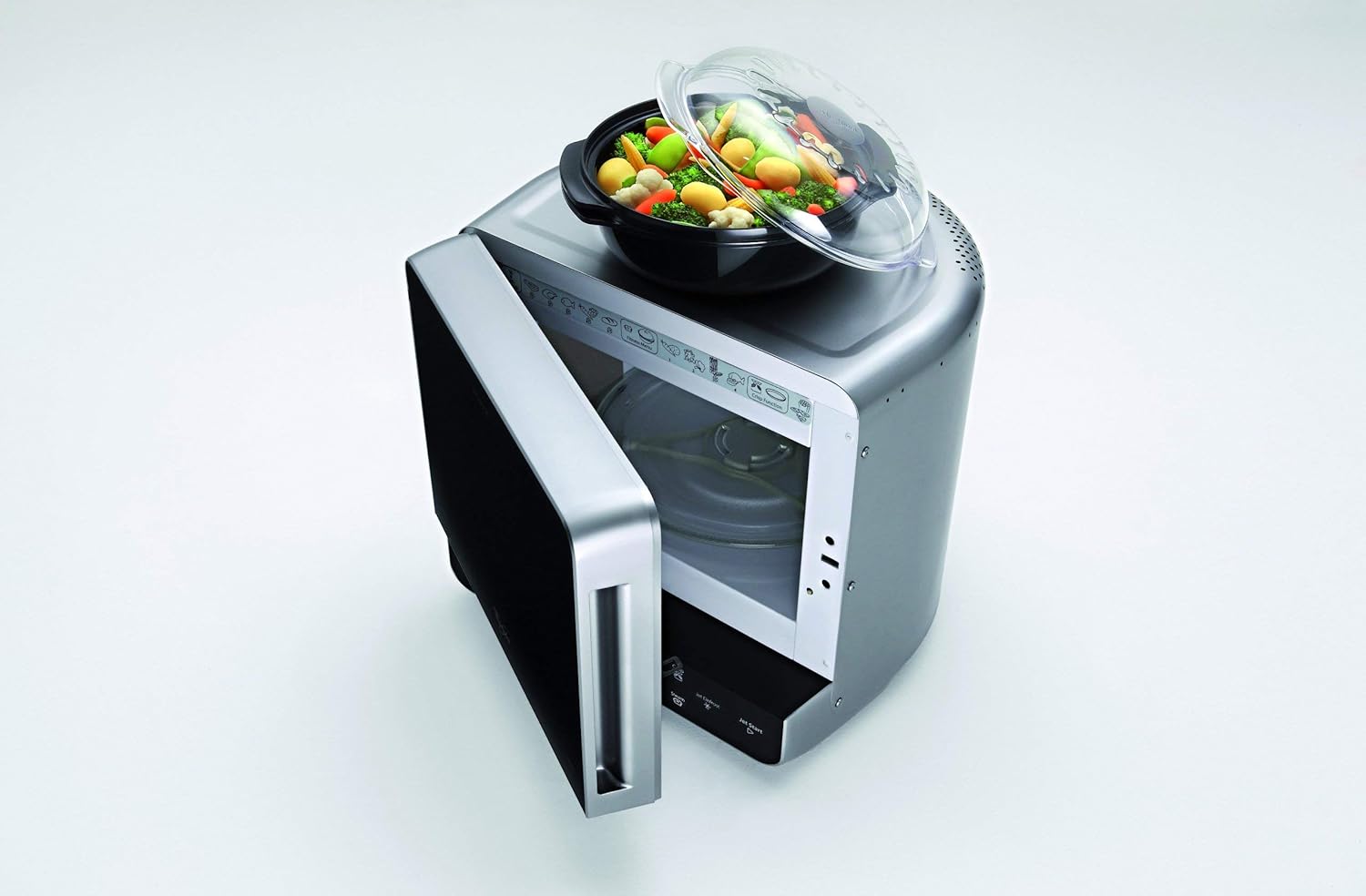 Whirlpool MAX 38 SL Kombination Grill und Mikrowelle / 700 W / 13 L Garraum / Crisp Funktion / Super-Kompakt Design besonders platzsparend in Ecken / Grill / Schnellauftau-Funktion, Silber