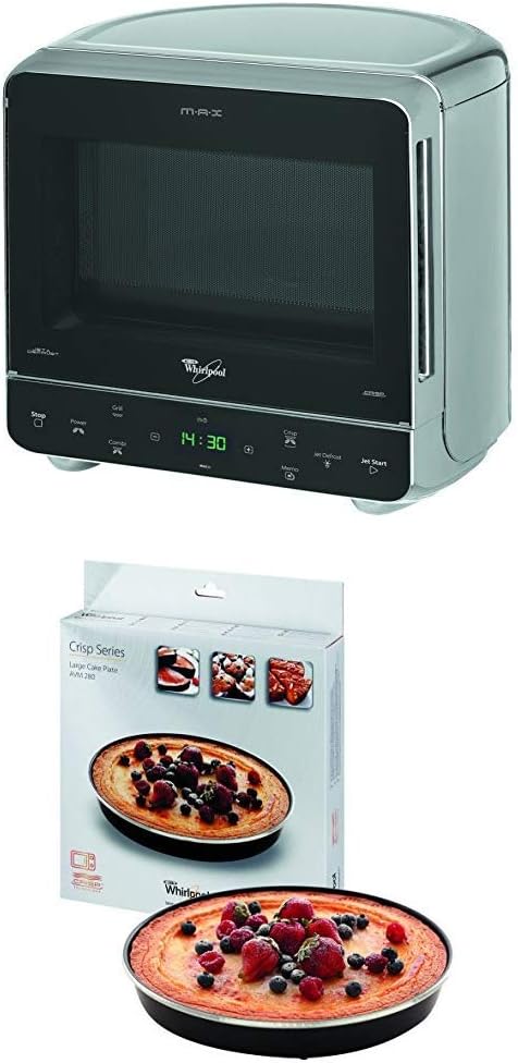 Whirlpool MAX 38 SL Kombination Grill und Mikrowelle / 700 W / 13 L Garraum / Crisp Funktion / Super-Kompakt Design besonders platzsparend in Ecken / Grill / Schnellauftau-Funktion, Silber