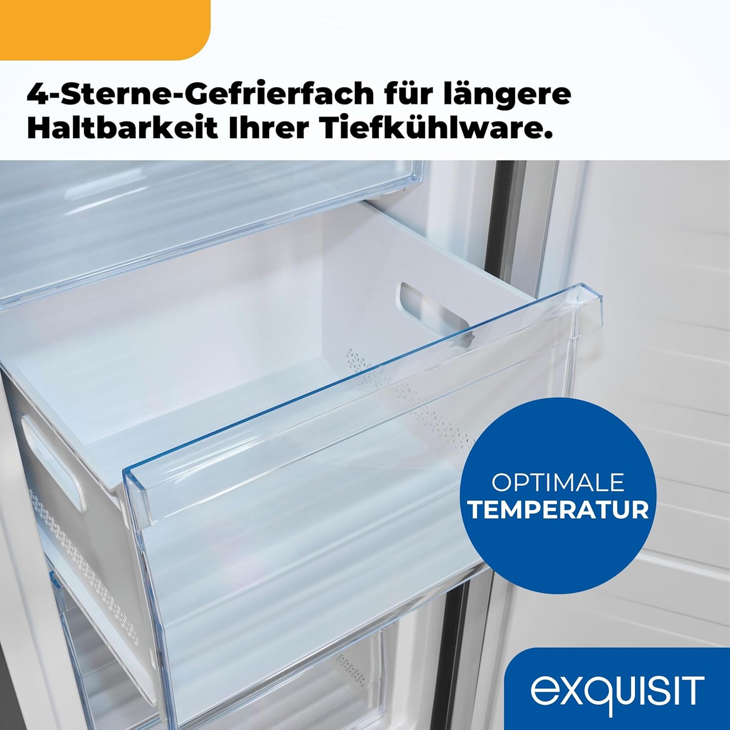 Exquisit Gefrierschrank, 4-Sterne-Gefrieren, Tiefkühlschrank, Gefrierschrank groß, 165 Liter, 55 cm breit, GS5230-H-010E weiss