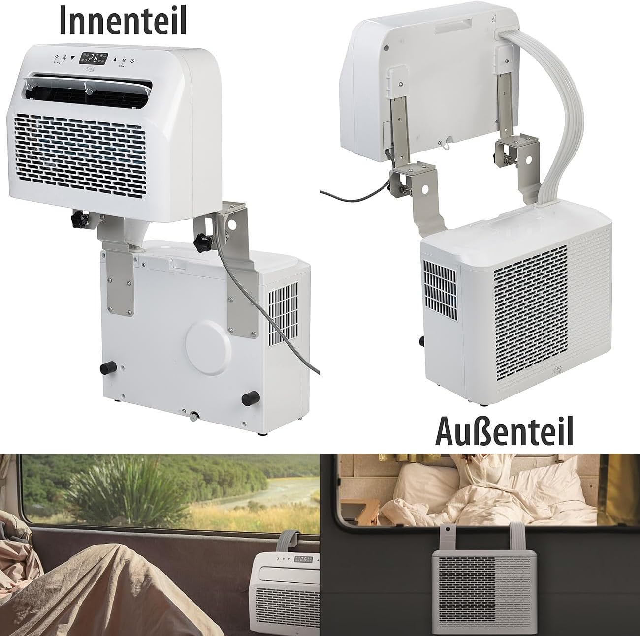 Sichler Haushaltsgeräte Mobiles Klimagerät: Mobile Split-Klimaanlage, Entfeuchterfunktion, WLAN & App, 5.000 BTU/h (Klimaanlage Wohnwagen, Mini Split Klimaanlage, Klima Splitgerät Bohren)