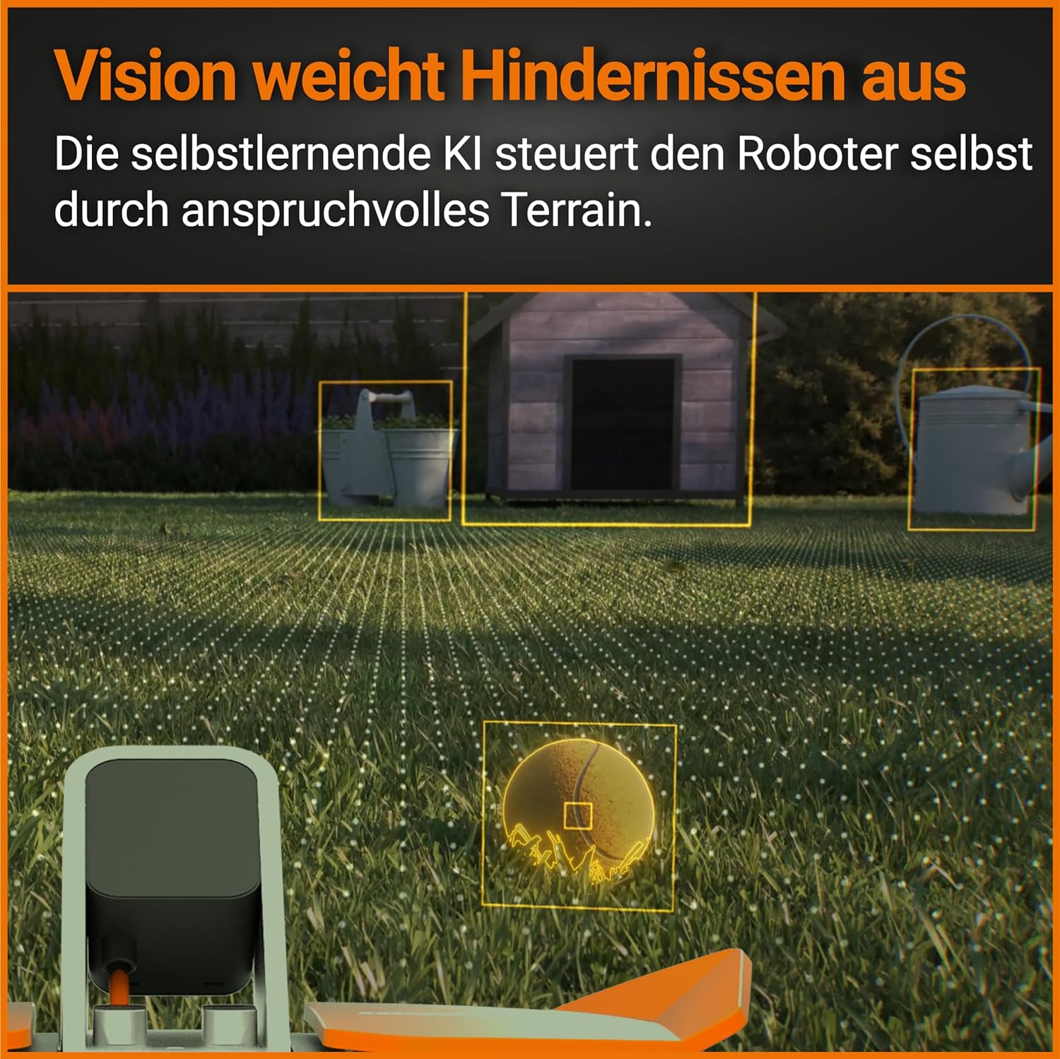 WORX Landroid Vision M600 Mhroboter WR206E.1 für Grten bis 600m - intelligenter Mhroboter ohne Begrenzungskabel – WLAN & Bluetooth – aktive Hindernisvermeidung mit KI-Technologie – APP Steuerung
