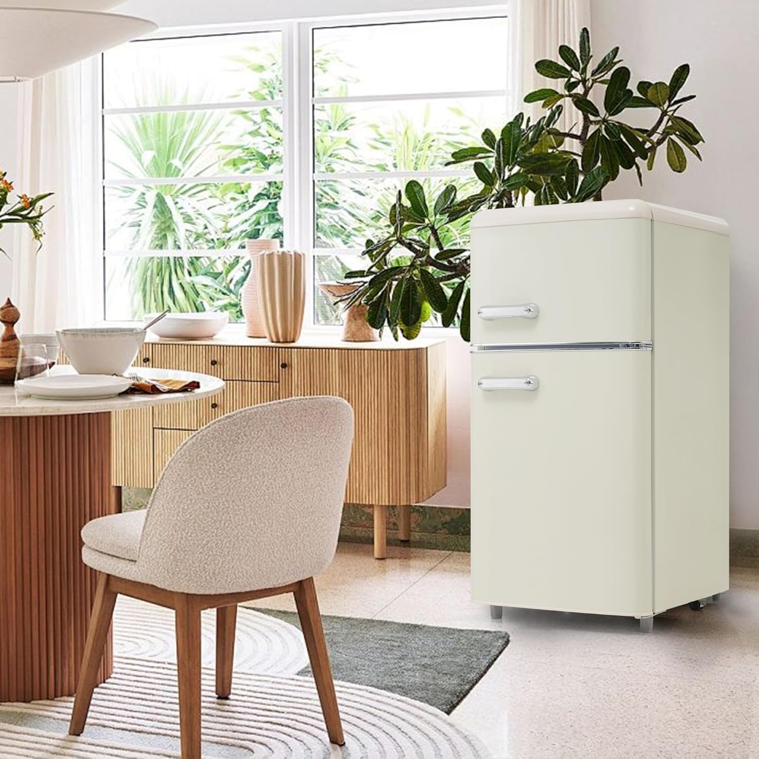 Merax Kühlschrank mit Gefrierfach, Kühl-Gefrierkombination, klein Kühlschrank mit 51L und Gefrierschrank 21L, Leise, LED, Glasablagen, Gemüsefach, Türablagen, für Küche, Wohnzimmer, Büro, Schwarz