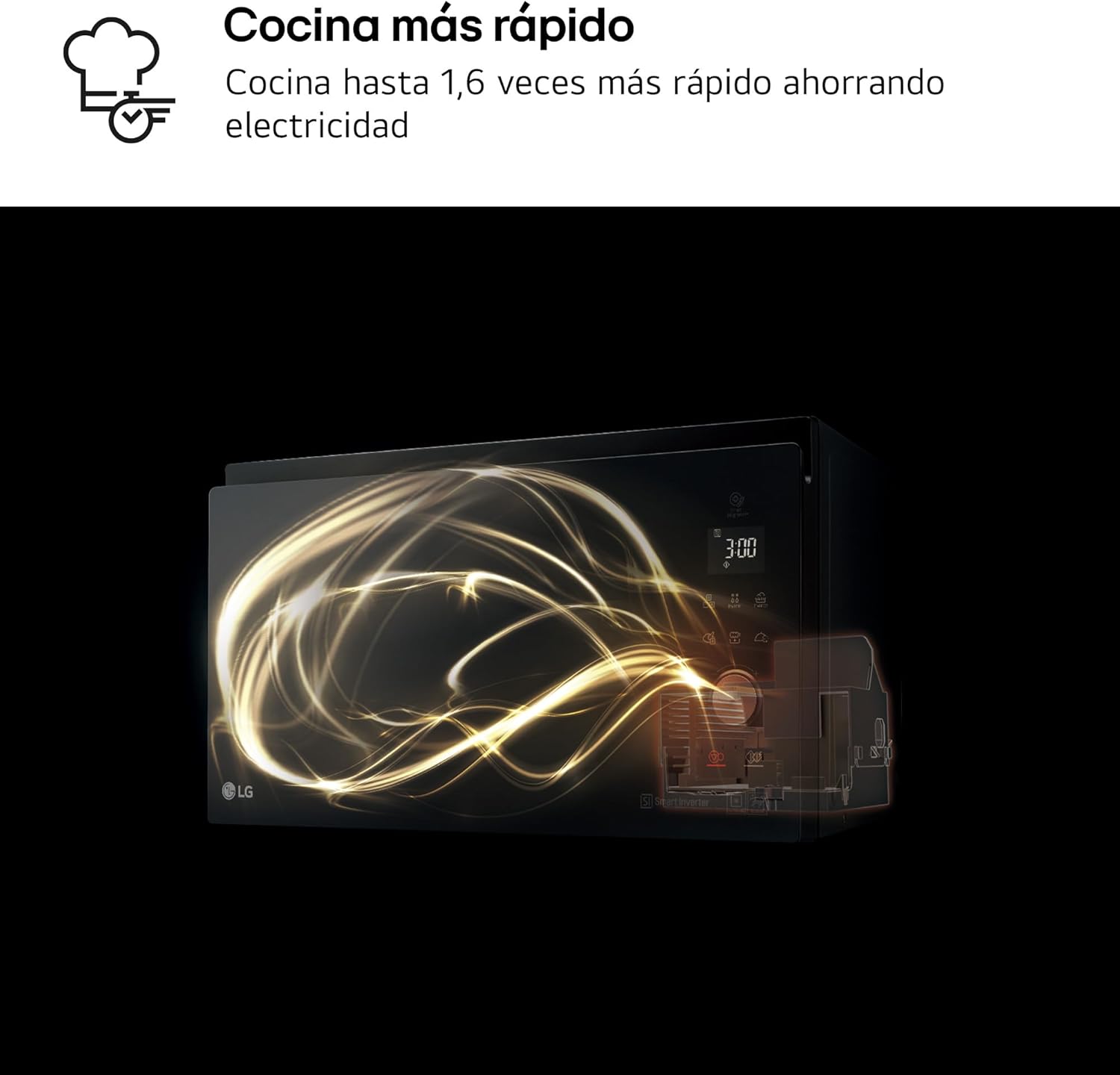 LG MJ3965ACS - Mikrowellen-Ofen 4 in 1 Smart Inverter; maximale Leistung Umluft 1850 W, Grill 950 W, Mikrowelle 1100 W; 39 l Kapazität; Edelstahl