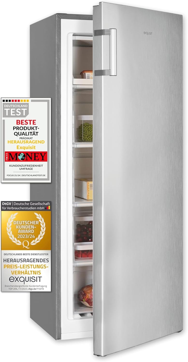Exquisit Gefrierschrank, 4-Sterne-Gefrieren, Tiefkühlschrank, Gefrierschrank groß, 165 Liter, 55 cm breit, GS5230-H-010E weiss