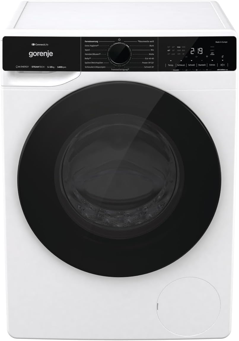Gorenje WPNA 84 SATSWIFI Waschmaschine mit Dampffunktion / 8 kg / 1400 U/Slim Line/ConnectLife WiFi/Total AuaStop/Inverter PowerDrive Motor/Edelstahltrommel/Kindersicherung/EEK A