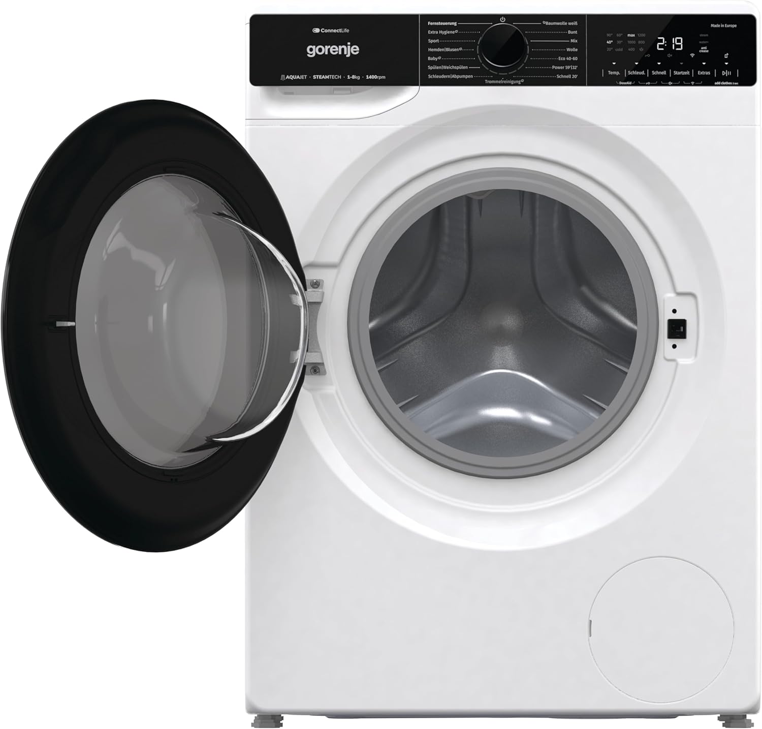 Gorenje WPNA 84 SATSWIFI Waschmaschine mit Dampffunktion / 8 kg / 1400 U/Slim Line/ConnectLife WiFi/Total AuaStop/Inverter PowerDrive Motor/Edelstahltrommel/Kindersicherung/EEK A