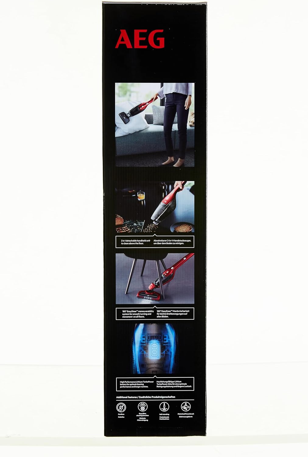 AEG Ergorapido CX7-2-45AN 2in1 Akku-Staubsauger / beutellos / Tierhaardüse / bis zu 45 Min. Laufzeit / freistehend / 180° Drehgelenk / Bürstenreinigungsfunktion / LED-Licht / rot / Exklusiv bei Amazon