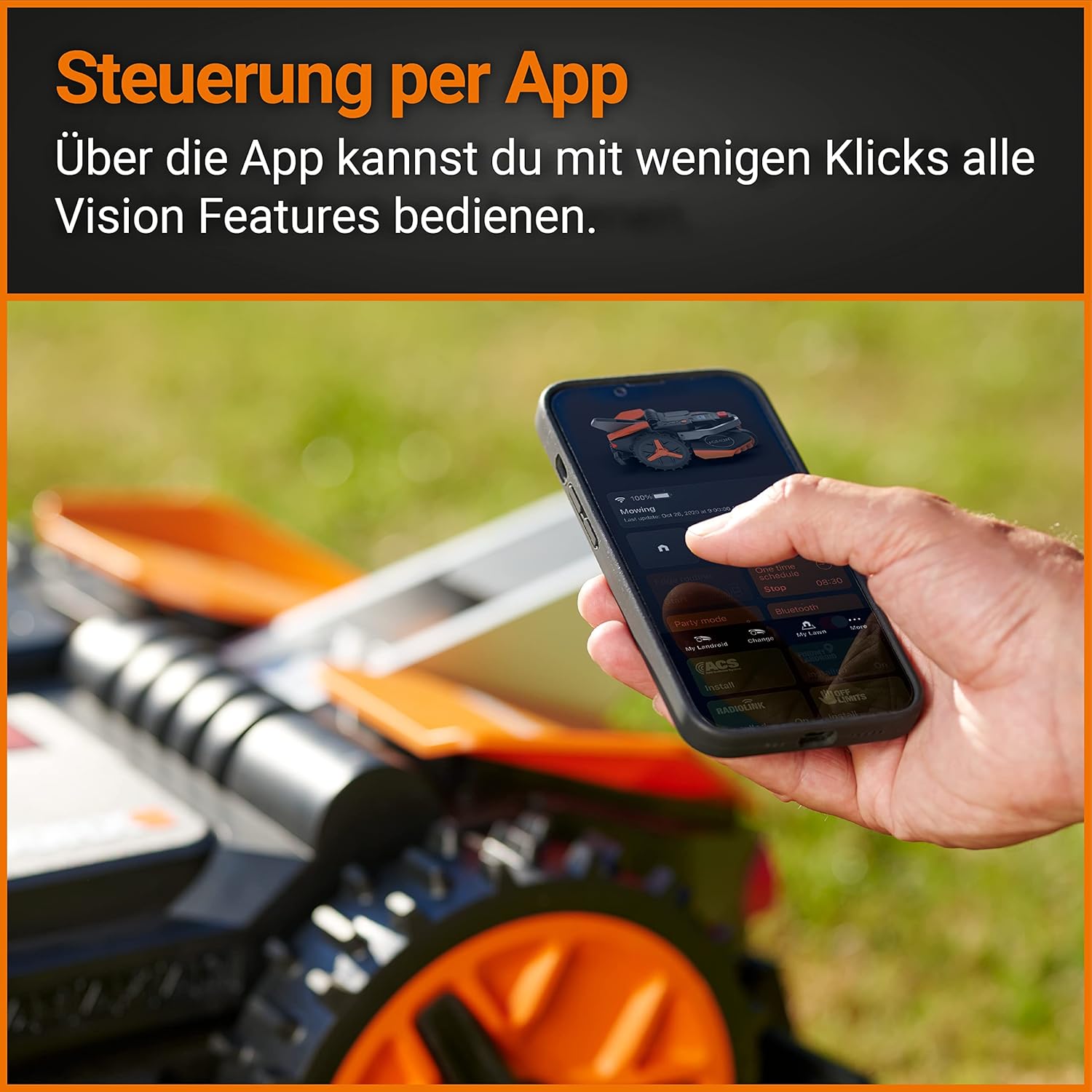 WORX Landroid Vision M600 Mhroboter WR206E.1 für Grten bis 600m - intelligenter Mhroboter ohne Begrenzungskabel – WLAN & Bluetooth – aktive Hindernisvermeidung mit KI-Technologie – APP Steuerung