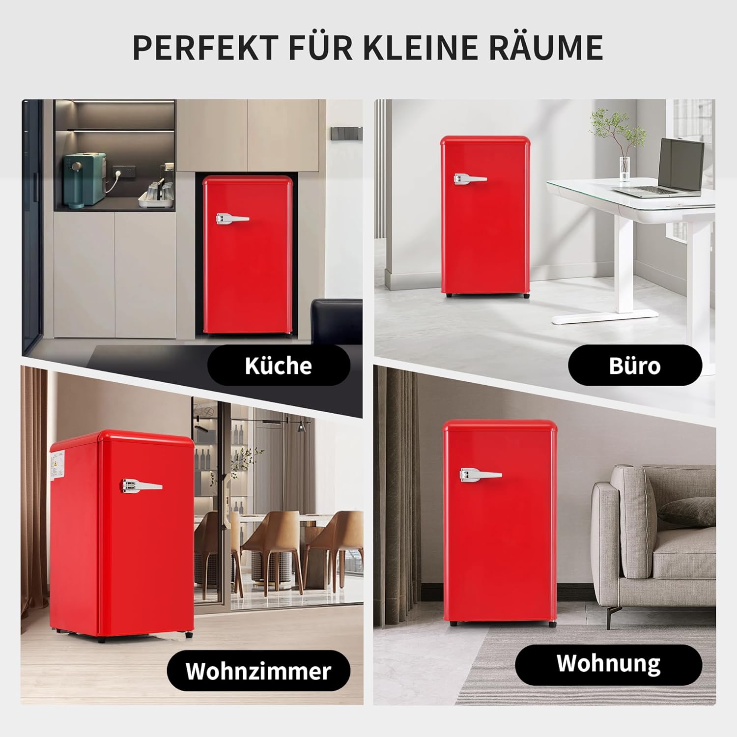 Merax Kühlschrank mit Gefrierfach, Kühl-Gefrierkombination, klein Kühlschrank mit 51L und Gefrierschrank 21L, Leise, LED, Glasablagen, Gemüsefach, Türablagen, für Küche, Wohnzimmer, Büro, Schwarz