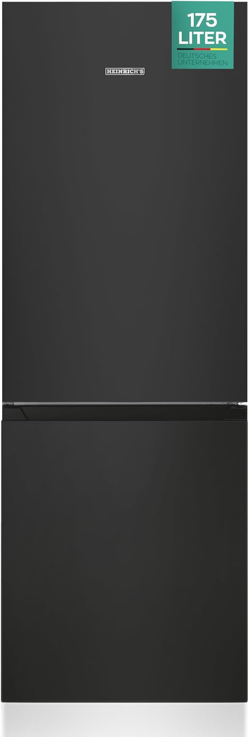 Heinrich´s Kühlgefrierkombination 175Liter, Kühlvolumen 122L, Gefrierfach 53L,LED Innenraumbeleuchtung, Kühlschrank Türanschlag wechselbar, leise 39dB,große Tiefkühlboxen, 7 Temperaturstufen, schwarz