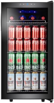 Kalamera Getränkekühlschrank, Bierkühlschrank mit Touch-Bedienfeld, 3-18°C Kühlzone, Flaschenkühlschrank 86 Liter, Blaue LED-Innenbeleuchtung, 41 dB, KRC-86GE