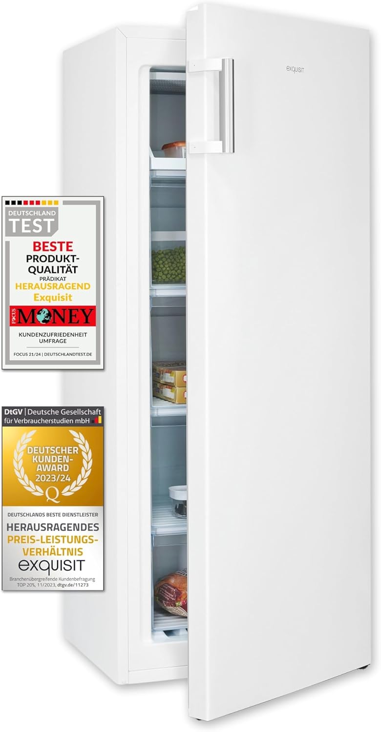 Exquisit Gefrierschrank, 4-Sterne-Gefrieren, Tiefkühlschrank, Gefrierschrank groß, 165 Liter, 55 cm breit, GS5230-H-010E weiss