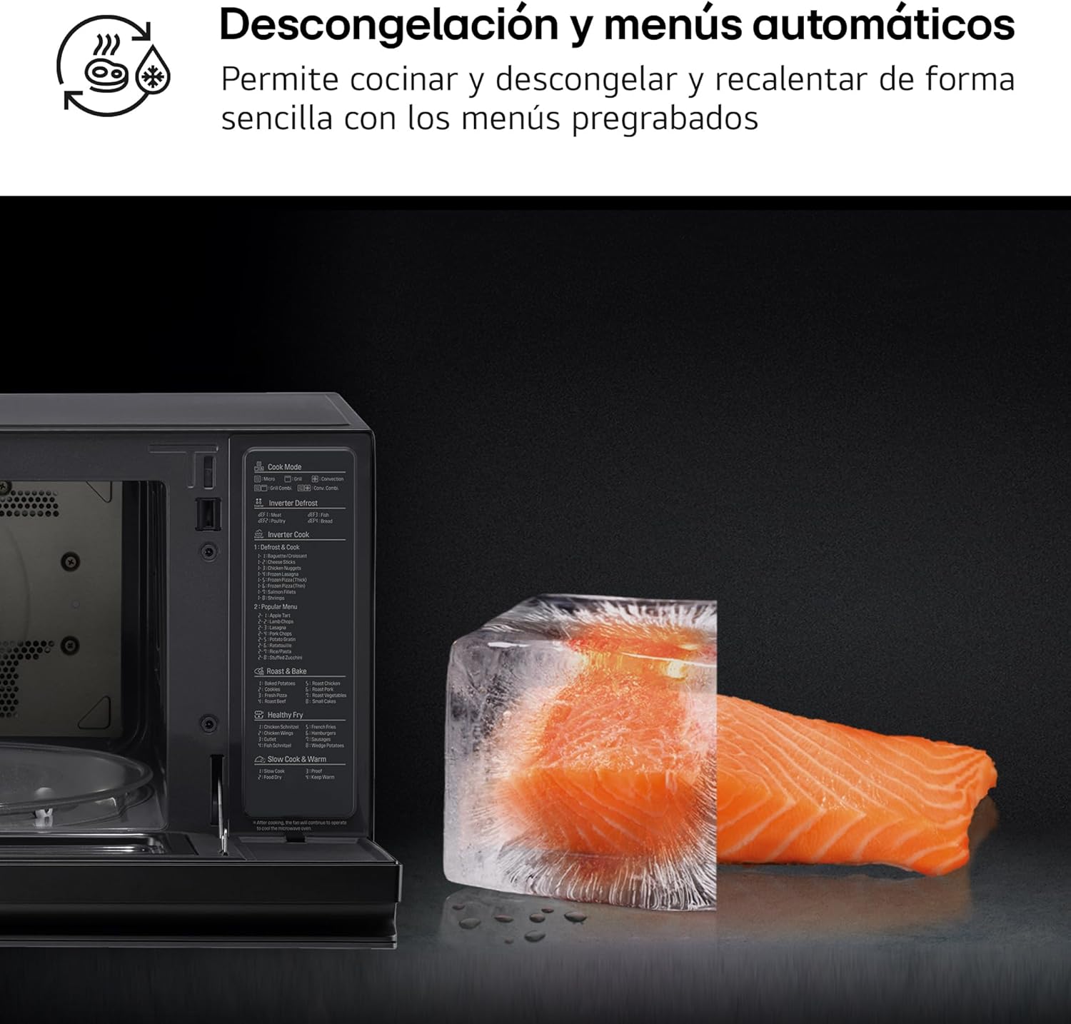 LG MJ3965ACS - Mikrowellen-Ofen 4 in 1 Smart Inverter; maximale Leistung Umluft 1850 W, Grill 950 W, Mikrowelle 1100 W; 39 l Kapazität; Edelstahl