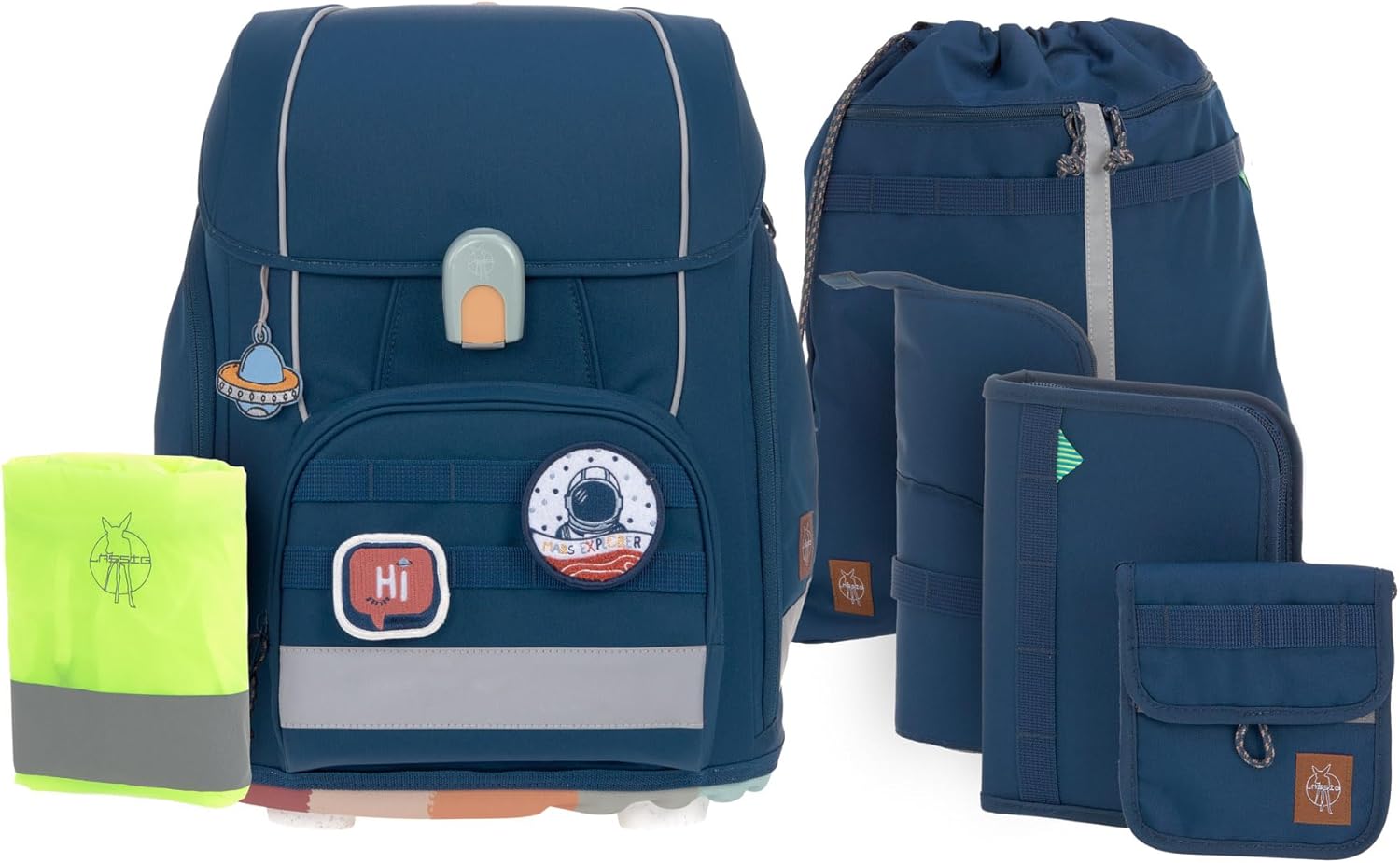 LÄSSIG 7-teiliges Schulranzen Set Kinder/School Set Boxy Unique Schwarz