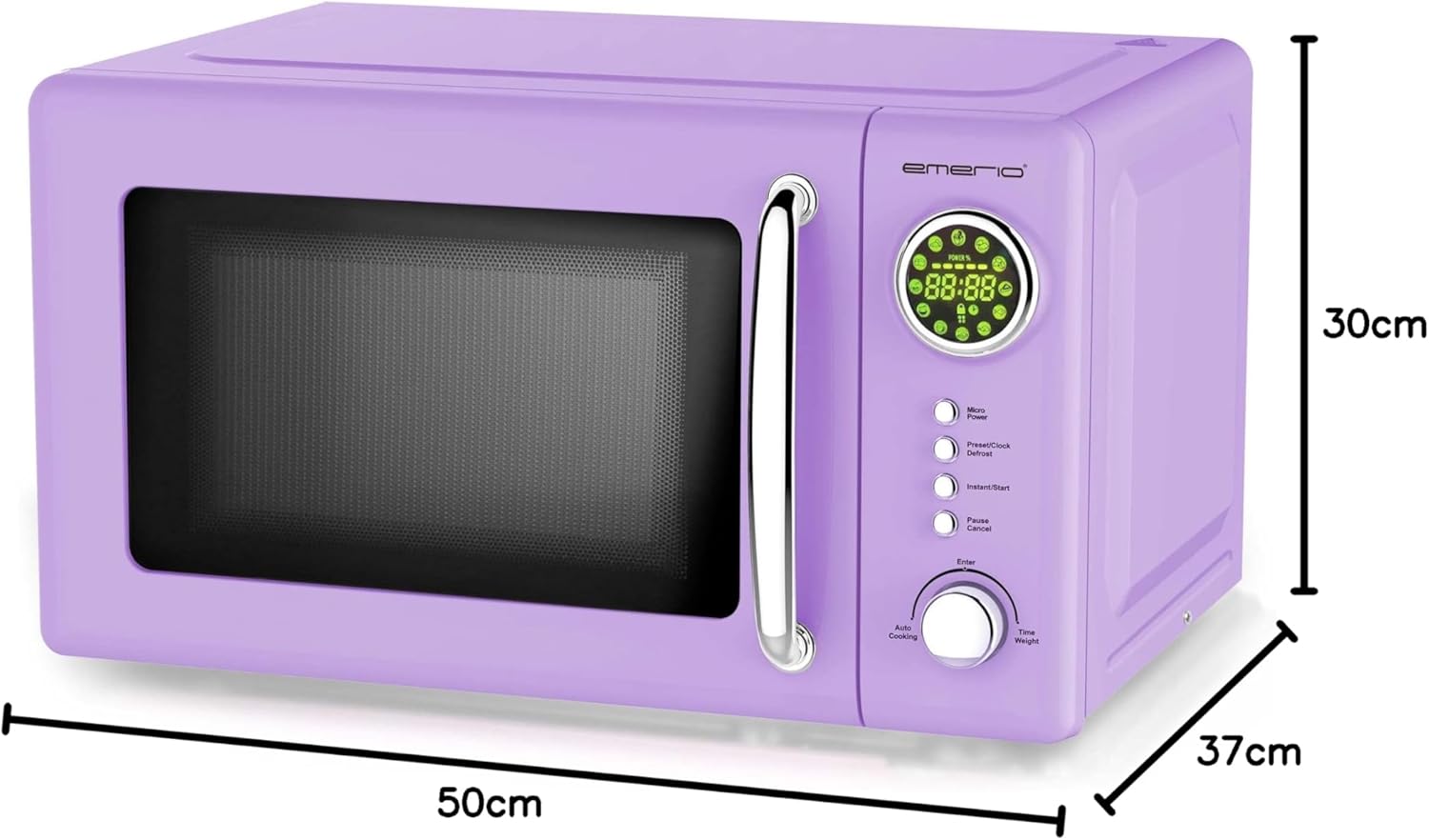 Lila/Purple/Violett 700 Watt Mikrowelle 20 Liter Garraum Drehteller Retro Design Emerio MW-112141.4 Mikrowellen-Gerät