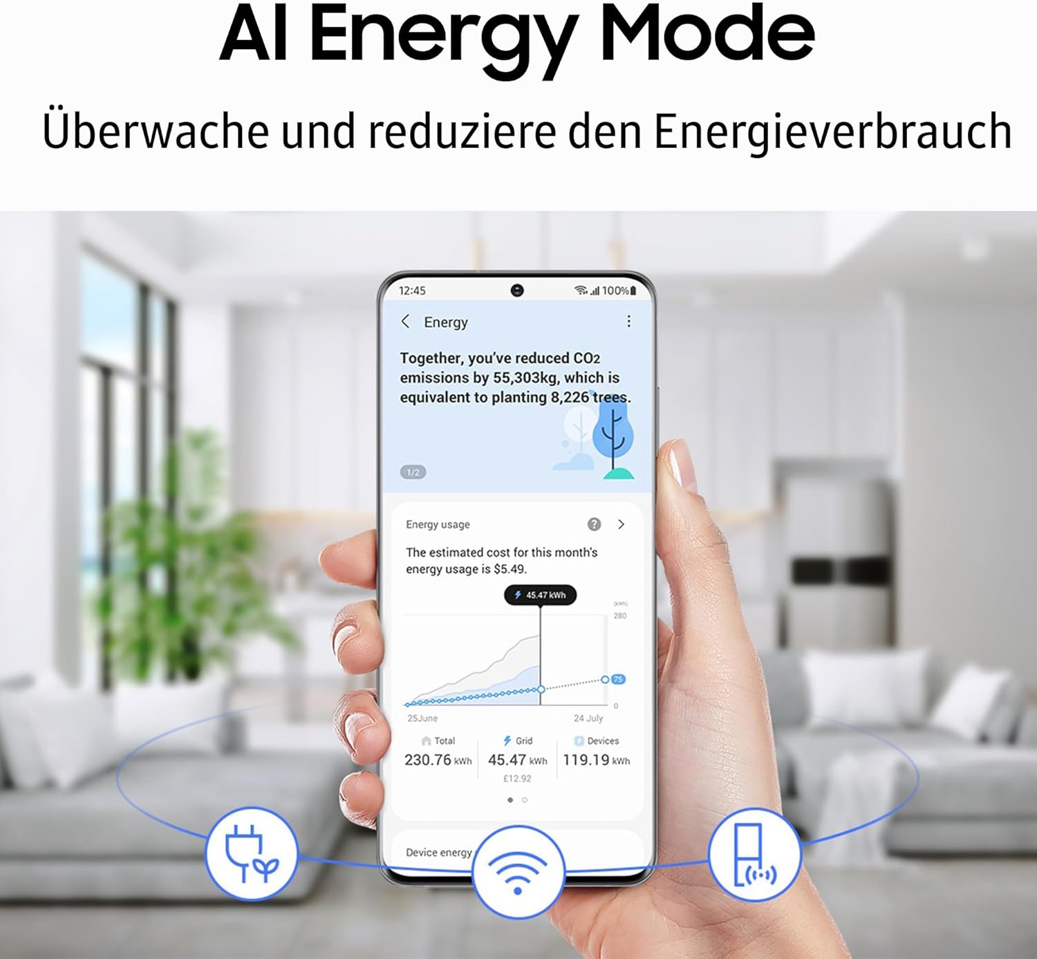 Samsung RS64DG53R3B1EF Side-by-Side-Kühlschrank mit Gefrierfach, 178 cm, 628 l, SmartThings AI Energy Mode, Eis- und Wasserspender, Slim Ice Maker, Premium Black Steel