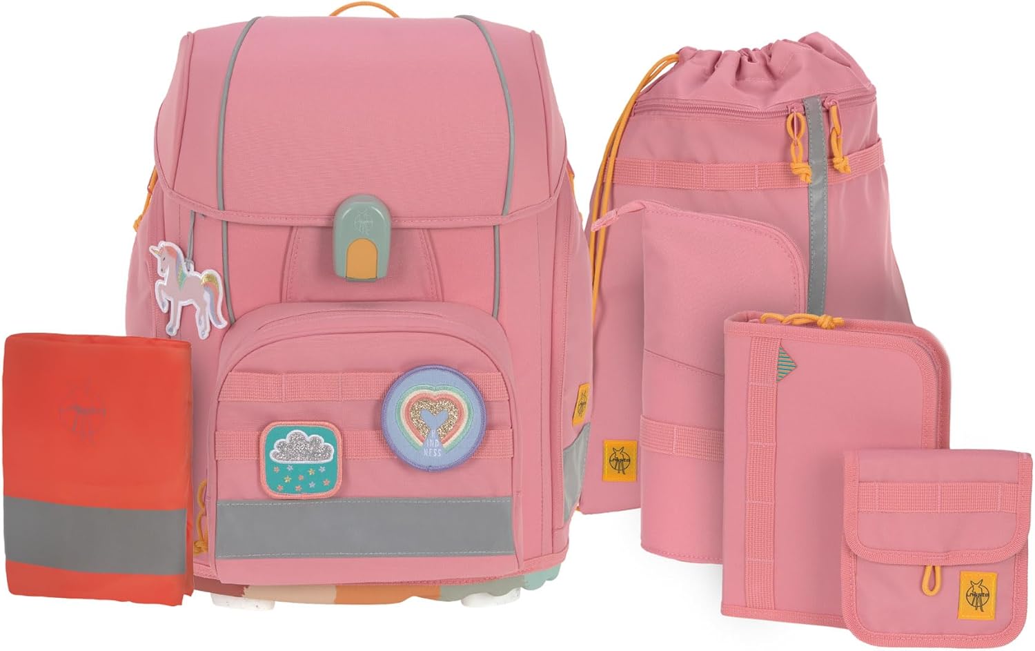 LÄSSIG 7-teiliges Schulranzen Set Kinder/School Set Boxy Unique Schwarz