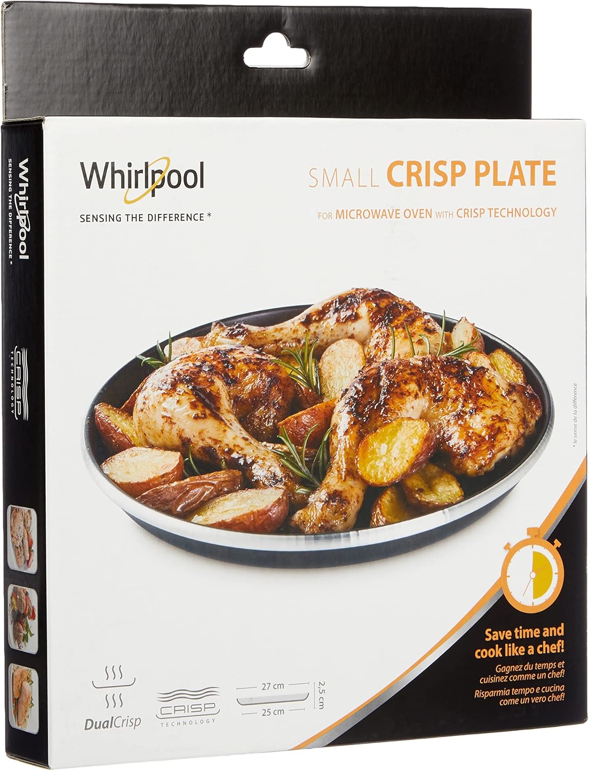 Whirlpool MAX 38 SL Kombination Grill und Mikrowelle / 700 W / 13 L Garraum / Crisp Funktion / Super-Kompakt Design besonders platzsparend in Ecken / Grill / Schnellauftau-Funktion, Silber