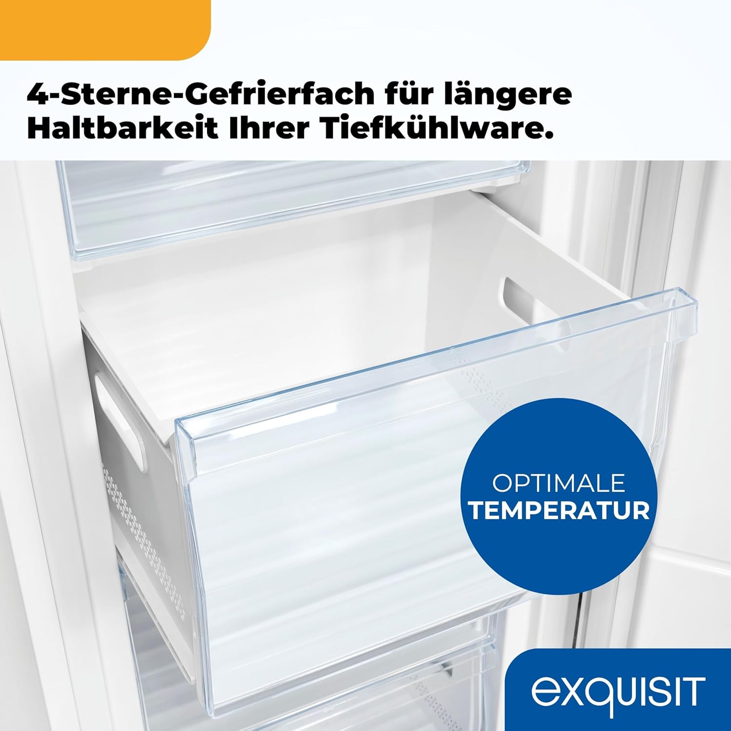Exquisit Gefrierschrank, 4-Sterne-Gefrieren, Tiefkühlschrank, Gefrierschrank groß, 165 Liter, 55 cm breit, GS5230-H-010E weiss
