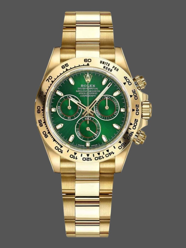 Rolex Daytona 116508 Yellow Gold Green Index Dial 40MM Mens Replica Watch