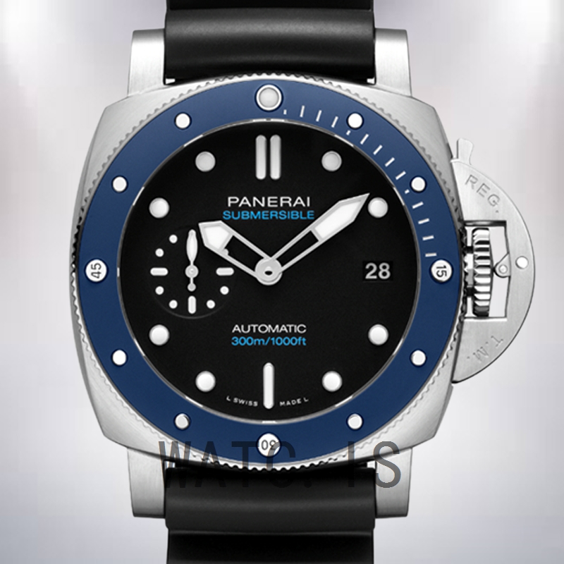 Panerai Submersible Men's PAM01209 47mm Black Dial Rubber Band