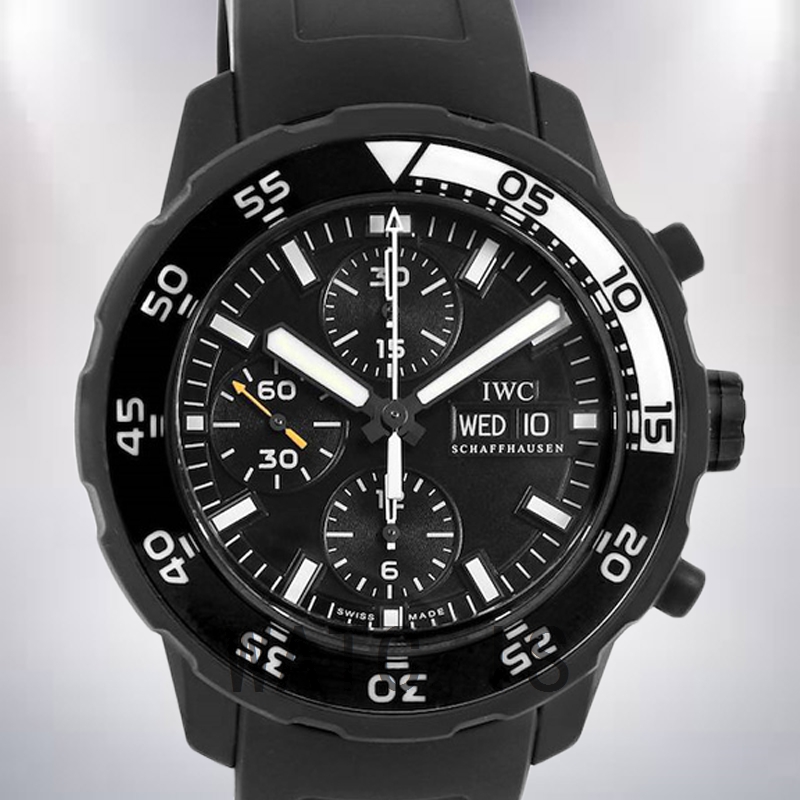 IWC Aquatimer Men's 45mm IWC376705 Rubber Band Black Dial