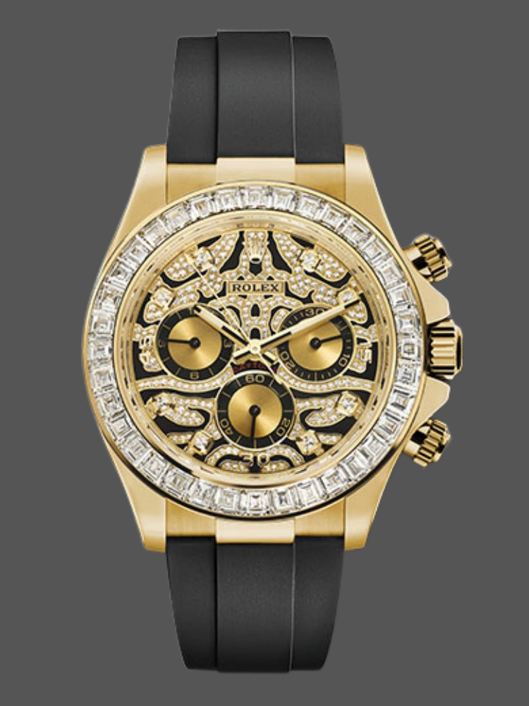 Rolex Cosmograph Daytona 116588 Yellow Gold Black Rubber Strap 40mm Mens Replica Watch