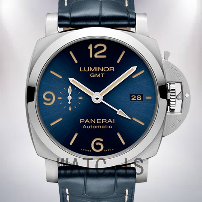 Panerai Luminor GMT PAM01033 Men's 44mm Leather Strap Blue Dial