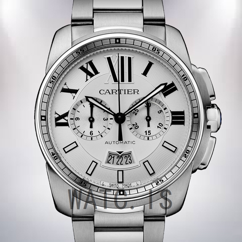 Cartier Calibre 42mm Men's W7100045 Silver White Dial Silver-tone