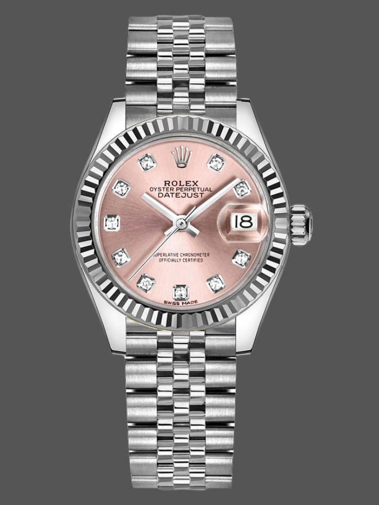 Rolex Datejust 279174 Stainless Steel Pink Diamond Dial 28mm Lady Replica Watch