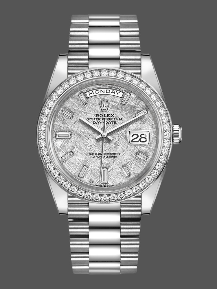 Rolex Day-Date 228349RBR Meteorite Dial Diamond Bezel 40mm Mens Replica Watch
