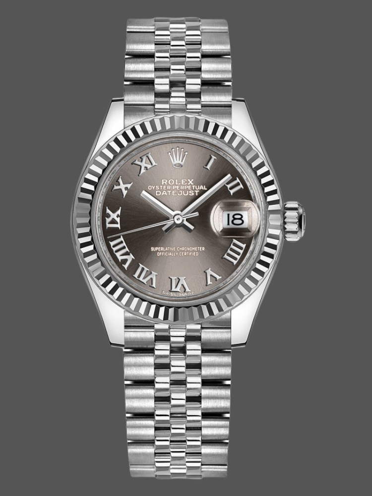 Rolex Datejust 279174 Stainless Steel Dark Grey Roman Dial 28mm Lady Replica Watch