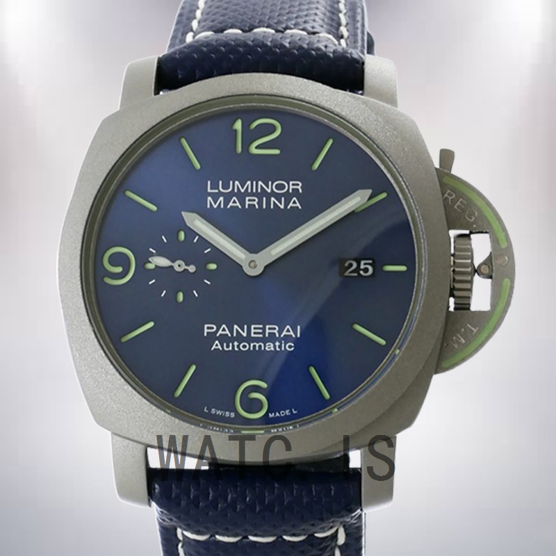 Panerai Luminor Marina PAM1117 Men's 44mm Silver-tone Rubber Band