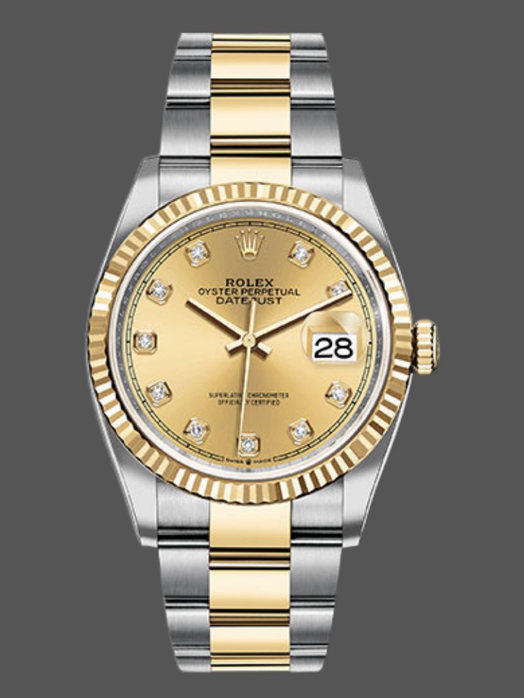 Rolex Datejust 126233 Champagne Diamond Dial 36MM Unisex Replica Watch