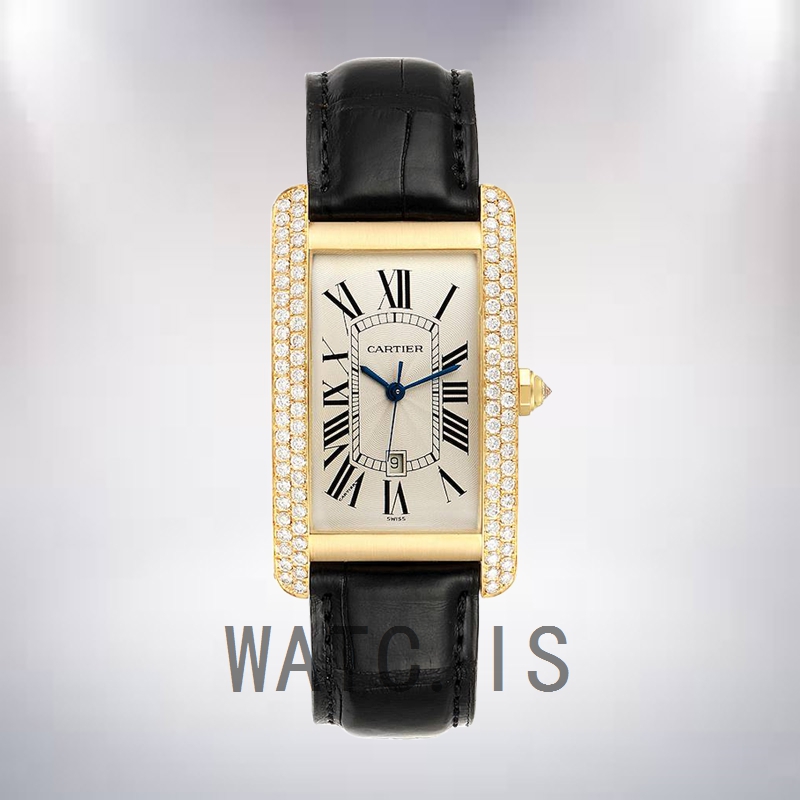 Cartier Tank Americaine Unisex 27mm WB702051 Silver Dial Gold-tone