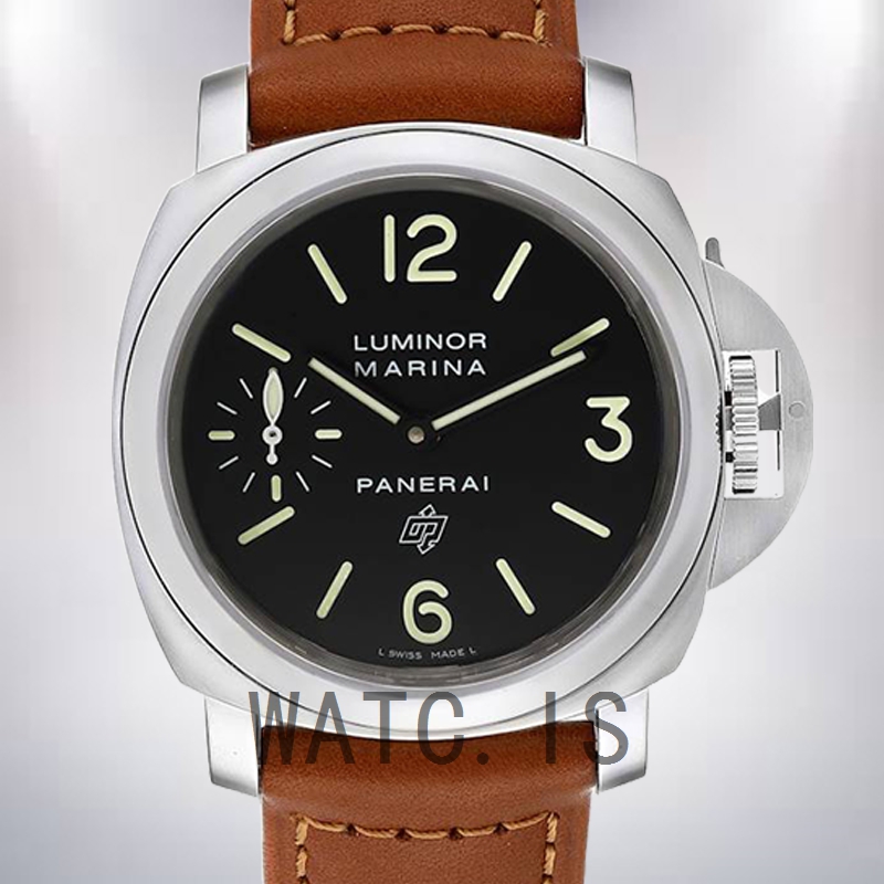 Panerai Luminor Marina Men's PAM01005 44mm Leather Strap Black Dial