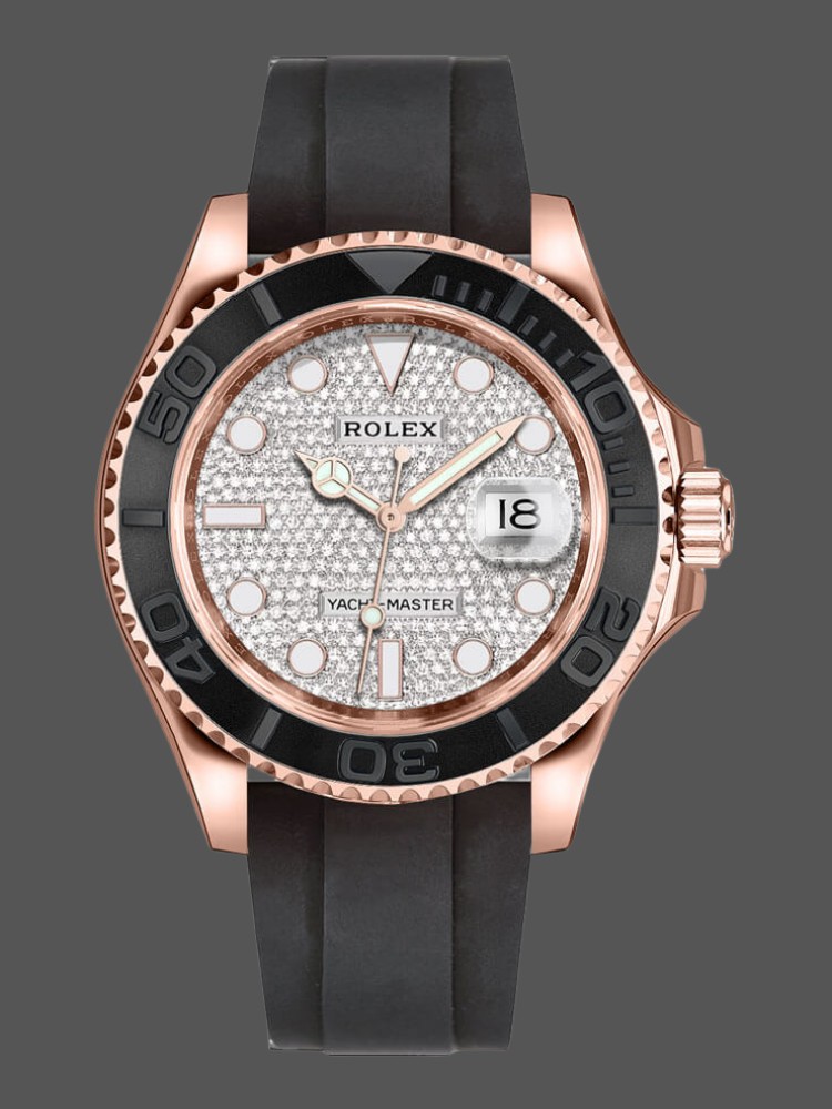 Rolex Yacht-Master II 126655 Diamond Pave Dial Rose Gold 40mm Mens Replica Watch