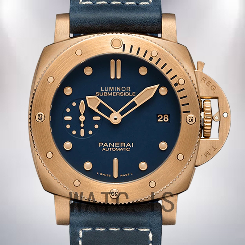 Panerai Submersible PAM01074 47mm Men's Blue Dial Rose Gold-tone