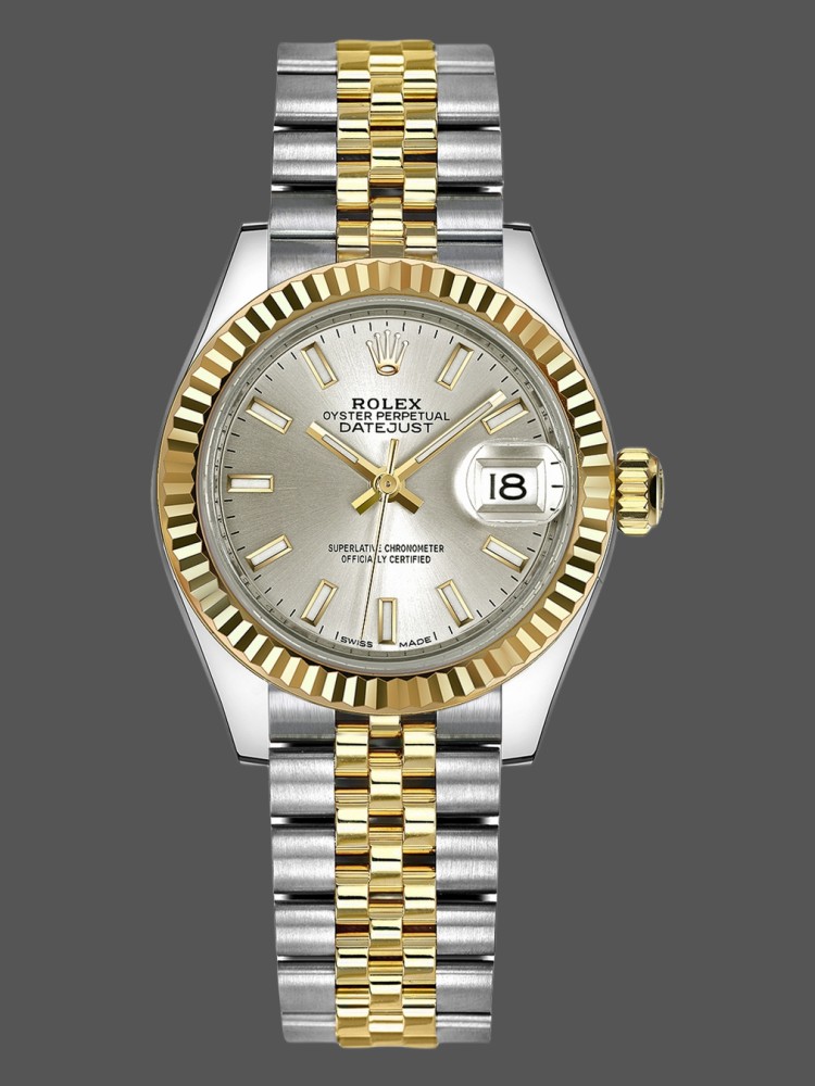 Rolex Datejust 279173 Silver Index Dial Fluted Bezel 28mm Lady Replica Watch